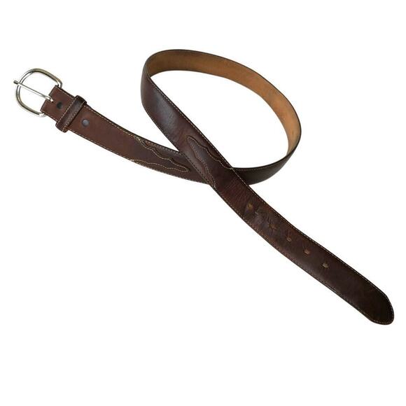 Silver Creek Collection Leather Belt Western Brown Cowboy Rodeo Made in USA - Picture 2 of 10